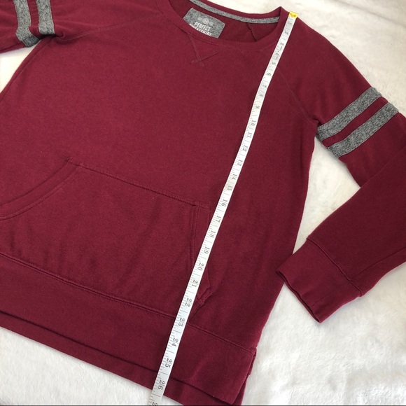 SO perfect sweatshirt pullover color block varsity stripe burgundy maroon top M - Picture 3 of 9